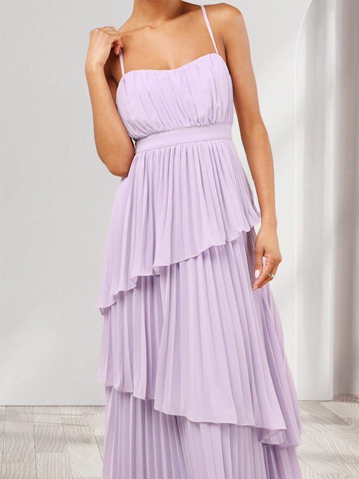 A-Line/Princess Spaghetti Straps Wedding Guest Dresses with Pleats &amp; Ruffles