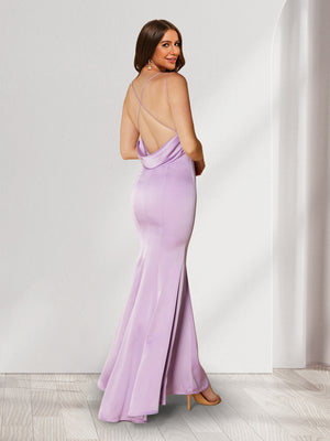 Trumpet/Mermaid Spaghetti Straps Floor-Length Ruched Criss Cross Straps Bridesmaid Dresses
