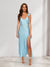 Sheath/Column V-Neck Ruched Bridesmaid Dresses with Split Side & Lace