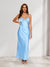 Sheath/Column Spaghetti Straps Ruched Bridesmaid Dresses with Knot & Lace-Up