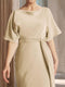 Sheath/Column Boat Neck Short Sleeves Wedding Guest Dresses with Sash