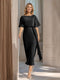 Sheath/Column Boat Neck Short Sleeves Wedding Guest Dresses with Sash