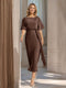 Sheath/Column Boat Neck Short Sleeves Wedding Guest Dresses with Sash