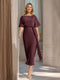 Sheath/Column Boat Neck Short Sleeves Wedding Guest Dresses with Sash