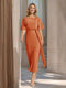 Sheath/Column Boat Neck Short Sleeves Wedding Guest Dresses with Sash