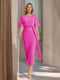 Sheath/Column Boat Neck Short Sleeves Wedding Guest Dresses with Sash
