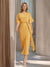 Sheath/Column Boat Neck Short Sleeves Wedding Guest Dresses with Sash