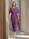 Sheath/Column Boat Neck Short Sleeves Wedding Guest Dresses with Sash