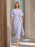 Sheath/Column Boat Neck Short Sleeves Wedding Guest Dresses with Sash