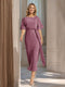 Sheath/Column Boat Neck Short Sleeves Wedding Guest Dresses with Sash