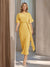 Sheath/Column Boat Neck Short Sleeves Wedding Guest Dresses with Sash
