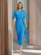 Sheath/Column Boat Neck Short Sleeves Wedding Guest Dresses with Sash