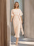 Sheath/Column Boat Neck Short Sleeves Wedding Guest Dresses with Sash