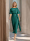 Sheath/Column Boat Neck Short Sleeves Wedding Guest Dresses with Sash