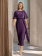 Sheath/Column Boat Neck Short Sleeves Wedding Guest Dresses with Sash