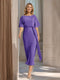 Sheath/Column Boat Neck Short Sleeves Wedding Guest Dresses with Sash