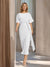 Sheath/Column Boat Neck Short Sleeves Wedding Guest Dresses with Sash