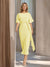 Sheath/Column Boat Neck Short Sleeves Wedding Guest Dresses with Sash