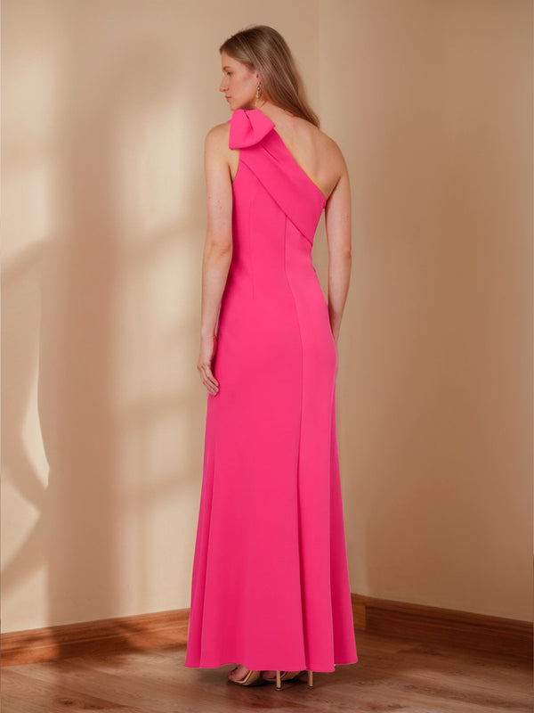 Sheath/Column One-Shoulder Bow Maxi Dress Long Mother of the Bride Dresses