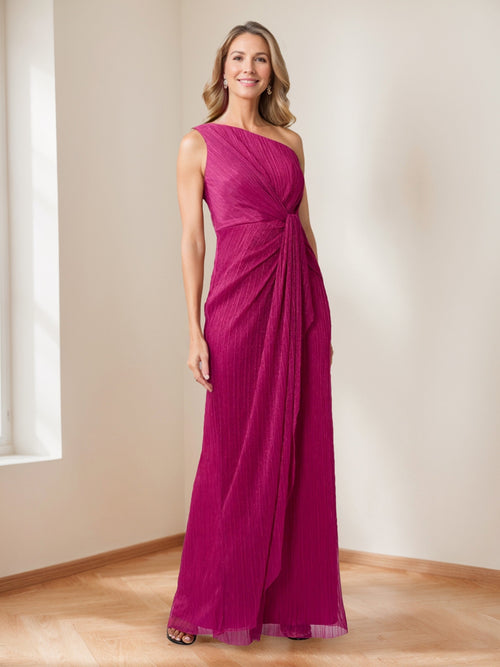 Sheath/Column Draped One Shoulder Ruched Wedding Guest Dresses