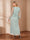 Sheath/Column V-Neck Crinkle Metallic Plus Size Wedding Guest Dresses with Illusion Sleeves