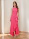 Trumpet/Mermaid Crew Neck High Low Ruched Mother of the Bride Dresses with Ruffles