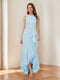Trumpet/Mermaid Crew Neck High Low Ruched Mother of the Bride Dresses with Ruffles
