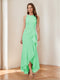 Trumpet/Mermaid Crew Neck High Low Ruched Mother of the Bride Dresses with Ruffles