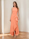 Trumpet/Mermaid Crew Neck High Low Ruched Mother of the Bride Dresses with Ruffles