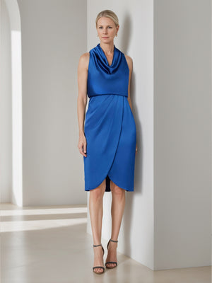 Sheath/Column Cowl Neck Knee-Length Ruched Mother of the Bride Dresses