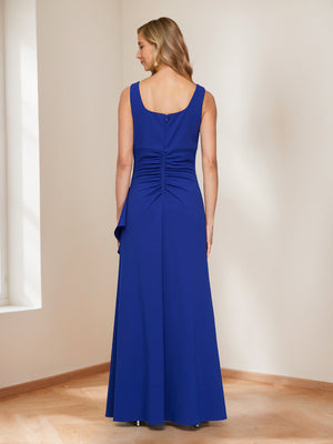Trumpet/Mermaid Square Neck V-Neck Ruched Mother of the Bride Dresses with Jacket & Cascade Ruffle