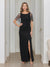 Sheath/Column Crew Neck Flutter Sleeves Ruched Mother of the Bride Dresses with Beads