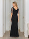 Sheath/Column Crew Neck Flutter Sleeves Ruched Mother of the Bride Dresses with Beads