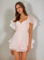 A-Line/Princess Sweetheart Short Sleeves Ruffle Layered Mini Dresses Short Homecoming Dresses