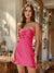 Sheath/Column Sweetheart Keyhole Lace-Up Pleated Party Dresses Short Homecoming Dresses