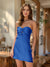Sheath/Column Sweetheart Keyhole Lace-Up Pleated Party Dresses Short Homecoming Dresses