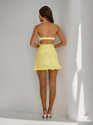 Sheath/Column Sweetheart Ruffle Floral Mini Dresses Short Homecoming Dresses