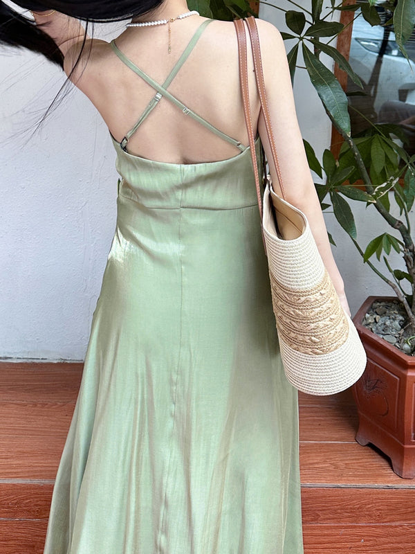 A-Line/Princess Chic Spaghetti Straps Floor-Length Ruched Maxi Wedding Guest Dresses
