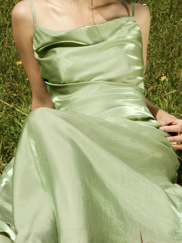 A-Line/Princess Chic Spaghetti Straps Floor-Length Ruched Maxi Wedding Guest Dresses