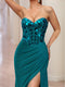 Trumpet/Mermaid Sweetheart Beading Sequins Long Prom Dresses with Split Side