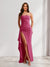 Sheath/Column Strapless Pleated Ruffle Maxi Bridesmaid Dresses with Split Side