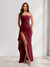 Sheath/Column Strapless Pleated Ruffle Maxi Bridesmaid Dresses with Split Side