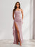 Sheath/Column Strapless Pleated Ruffle Maxi Bridesmaid Dresses with Split Side