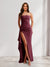 Sheath/Column Strapless Pleated Ruffle Maxi Bridesmaid Dresses with Split Side