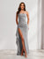 Sheath/Column Strapless Pleated Ruffle Maxi Bridesmaid Dresses with Split Side