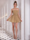 A-Line/Princess Strapless Sparkling Short/Mini Dresses Homecoming Dresses with Bow(s)