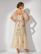 Trumpet/Mermaid Off-the-Shoulder Short Sleeves Long Prom Dresses with Embroidery & Bow