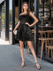 A-Line/Princess Off-the-Shoulder Short Homecoming Dresses with Sequins & Feather