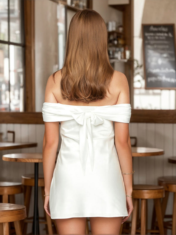 A-Line/Princess Off-the-Shoulder Short/Mini Elegant Homecoming Dresses with Bow