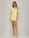 Sheath/Column Off-the-Shoulder Ruched Short Homecoming Dresses with Ribbon